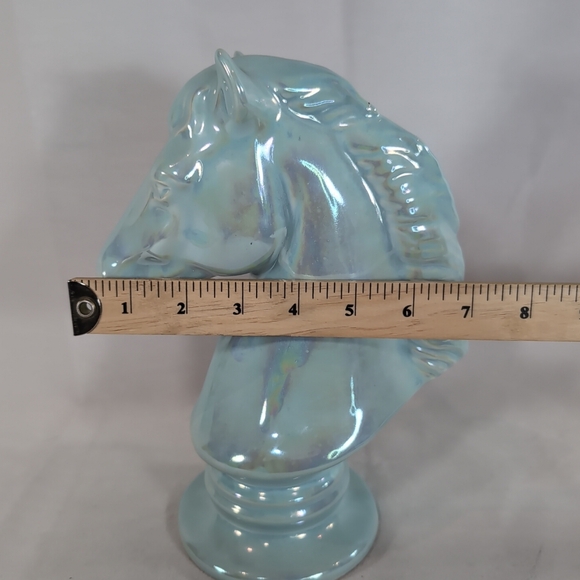Iridescent Blue Horse Head Bust Sculpture Statue Art Home Decor Chess Bedroom - Picture 13 of 16